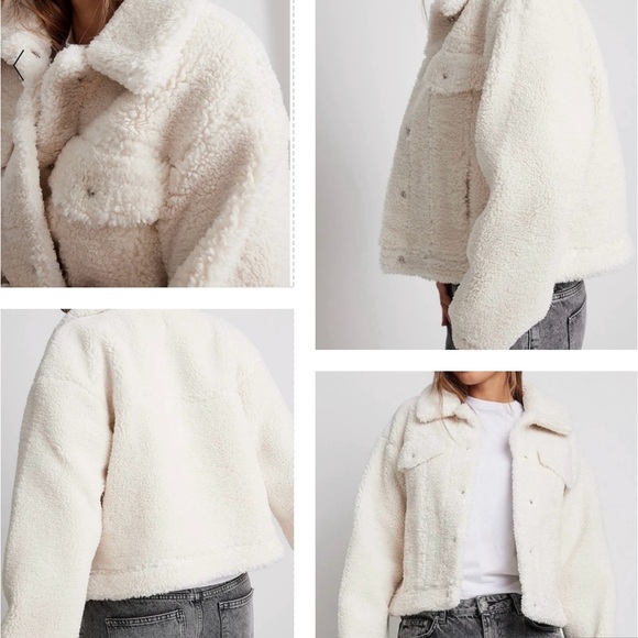 NA-KD BONDED TEDDY JACKET IN OFF WHITE, SOFT WARM AND COZY - Picture 10 of 16